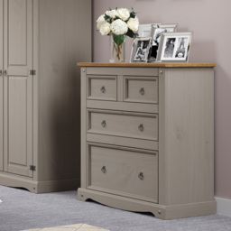 Corona 4 Drawer Grey Washed Wax Chest of Drawers - Wilko - thumbnail 6