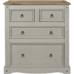 Corona 4 Drawer Grey Washed Wax Chest of Drawers - Wilko - thumbnail 3
