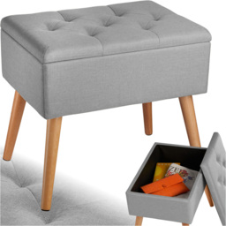 tectake Ranya Grey Upholstered Linen Look Bench with storage - Size: 45.5 x 37.5 x 51cm - Wilko - thumbnail 3