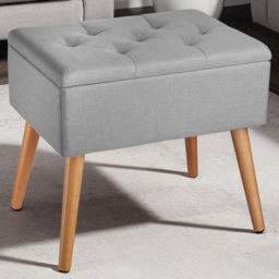 tectake Ranya Grey Upholstered Linen Look Bench with storage - Size: 45.5 x 37.5 x 51cm - Wilko - thumbnail 1