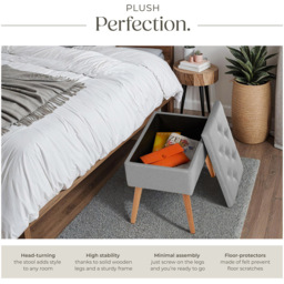 tectake Ranya Grey Upholstered Linen Look Bench with storage - Size: 45.5 x 37.5 x 51cm - Wilko - thumbnail 6