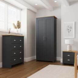 GFW Lancaster Slate Blue 3 Piece Bedroom Furniture Set - Wilko