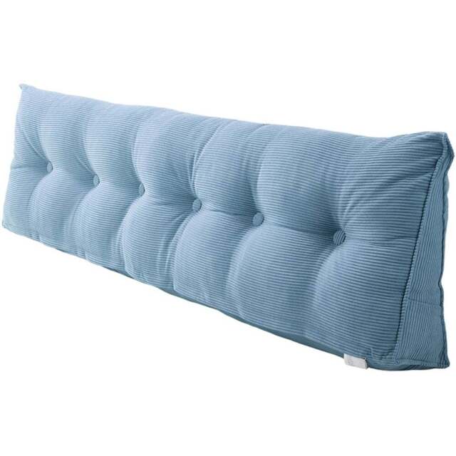Living and Home Blue Corduroy Wedge Headboard Pillow with Side Pocket 180 x 50cm - Size: 50 x 180 x 20cm - Wilko - image 1