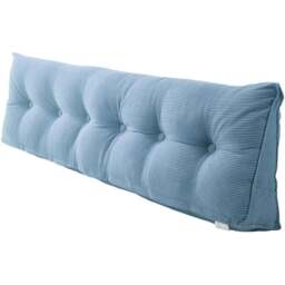 Living and Home Blue Corduroy Wedge Headboard Pillow with Side Pocket 180 x 50cm - Size: 50 x 180 x 20cm - Wilko