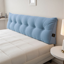 Living and Home Blue Corduroy Wedge Headboard Pillow with Side Pocket 180 x 50cm - Size: 50 x 180 x 20cm - Wilko - thumbnail 3