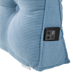 Living and Home Blue Corduroy Wedge Headboard Pillow with Side Pocket 180 x 50cm - Size: 50 x 180 x 20cm - Wilko - thumbnail 7