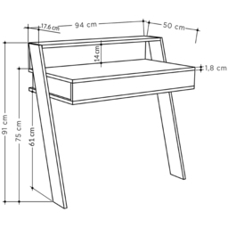 FWStyle Cowork Single Drawer Single Shelf Sandstone Wall Mounted Desk - Size: 91 x 94 x 50cm - Cream - Wilko - thumbnail 7