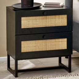 Julian Bowen Padstow 2 Drawer Black Bedside Cabinet - Wilko - thumbnail 1