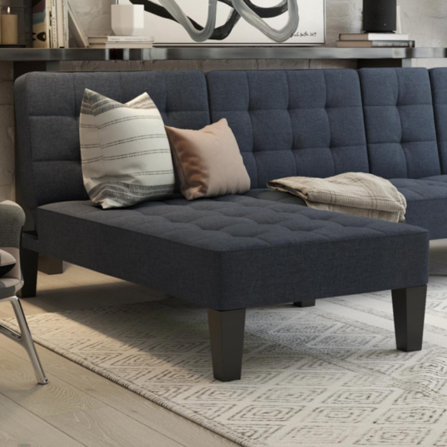 Dorel Adalynn Blue Linen Chaise Lounger - Size: 80 x 73 x 163cm - Wilko - image 1