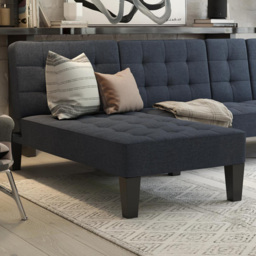 Dorel Adalynn Blue Linen Chaise Lounger - Size: 80 x 73 x 163cm - Wilko - thumbnail 1