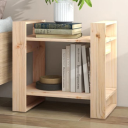 vidaXL 2 Shelf Natural Solid Pine Bookcase - Size: 57 x 60 x 35cm - Brown - Wilko