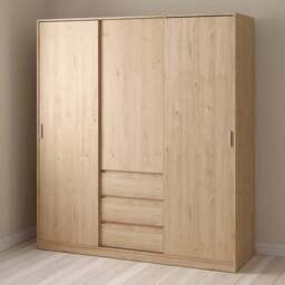 Florence 3 Door 3 Drawer Jackson Hickory Oak Sliding Wardrobe - Size: 3 Door, 3 Drawer - Wood - Furniture to Go - Wilko - thumbnail 1