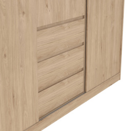 Florence 3 Door 3 Drawer Jackson Hickory Oak Sliding Wardrobe - Size: 3 Door, 3 Drawer - Wood - Furniture to Go - Wilko - thumbnail 6