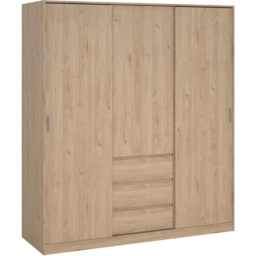 Florence 3 Door 3 Drawer Jackson Hickory Oak Sliding Wardrobe - Size: 3 Door, 3 Drawer - Wood - Furniture to Go - Wilko - thumbnail 3