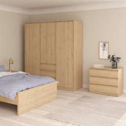 Florence 3 Door 3 Drawer Jackson Hickory Oak Sliding Wardrobe - Size: 3 Door, 3 Drawer - Wood - Furniture to Go - Wilko - thumbnail 7