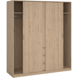 Florence 3 Door 3 Drawer Jackson Hickory Oak Sliding Wardrobe - Size: 3 Door, 3 Drawer - Wood - Furniture to Go - Wilko - thumbnail 5