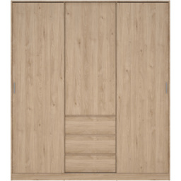 Florence 3 Door 3 Drawer Jackson Hickory Oak Sliding Wardrobe - Size: 3 Door, 3 Drawer - Wood - Furniture to Go - Wilko - thumbnail 4