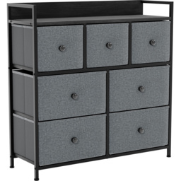Vida Designs Chorley 7 Drawer Grey and Black Fabric Chest of Drawer - Wilko - thumbnail 3