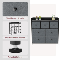 Vida Designs Chorley 7 Drawer Grey and Black Fabric Chest of Drawer - Wilko - thumbnail 6