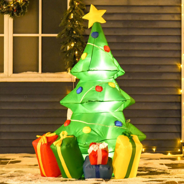 Everglow Green Inflatable Christmas Tree with LED 4.9ft - Size: 5ft - Wilko - image 1