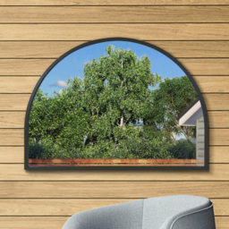 MirrorOutlet The Arcus Black Framed Arched Garden Wall Mirror 125 x 90cm - Size: 125 x 90 x 3cm - Wilko - thumbnail 3