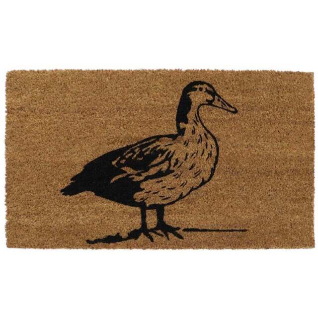 JVL Quackers Duck Latex Coir Door Mat 40 x 70cm - Brown - JVL Homewares - Wilko - image 1