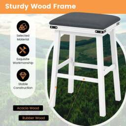 Costway White Upholstered Counter Height Bar Stool Set of 2 - Size: 81 x 51 x 19cm - Wilko - thumbnail 7