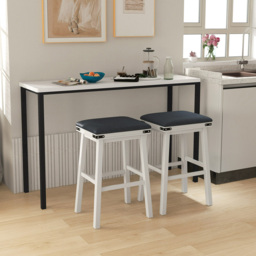 Costway White Upholstered Counter Height Bar Stool Set of 2 - Size: 81 x 51 x 19cm - Wilko - thumbnail 4