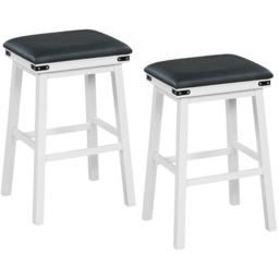 Costway White Upholstered Counter Height Bar Stool Set of 2 - Size: 81 x 51 x 19cm - Wilko - thumbnail 3