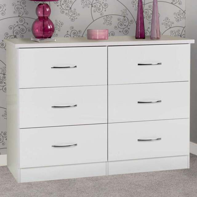 Seconique Nevada 6 Drawer White Chest of Drawers - Wilko - image 1