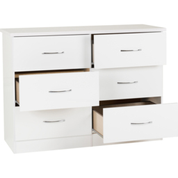Seconique Nevada 6 Drawer White Chest of Drawers - Wilko - thumbnail 4