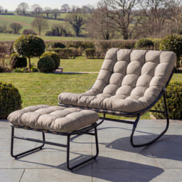 Artemis Home Solace Light Brown Garden Rocking Chair with Stool - Size: Single - Wilko
