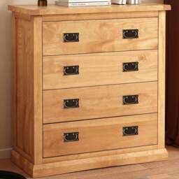Lucca 4 Drawer Antique Wax Finish Chest of Drawers with Brass Drop Handles - Wood - Wilko - thumbnail 1