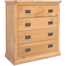 Lucca 4 Drawer Antique Wax Finish Chest of Drawers with Brass Drop Handles - Wood - Wilko - thumbnail 4