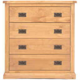 Lucca 4 Drawer Antique Wax Finish Chest of Drawers with Brass Drop Handles - Wood - Wilko - thumbnail 3