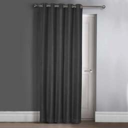 Velosso Waffle Charcoal Blackout Door Curtains 214 x 117cm - Size: W 117 x D 213cm - Grey - Wilko - thumbnail 1