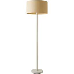 ValueLights Charlie Cream Drum Shade White Floor Lamp and Bulb - Size: 148 x 45 x 45cm - Wilko