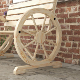 Outsunny 2 Seater Natural Garden Bench with Cart Wagon Wheel - Yellow - Wilko - thumbnail 4