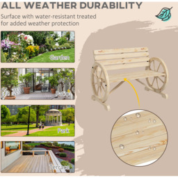 Outsunny 2 Seater Natural Garden Bench with Cart Wagon Wheel - Yellow - Wilko - thumbnail 7
