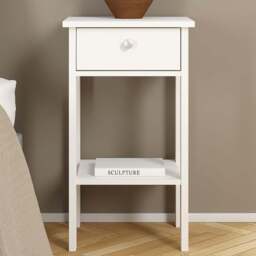 Florence Madrid Single Drawer White Bedside Table - Furniture To Go - Wilko - thumbnail 1