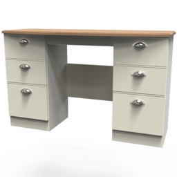 Crowndale Victoria 6 Drawer Cream Ash and Oak Kneehole Desk - Size: 41.5 x 127.5 x 79.5cm - Wilko - thumbnail 5