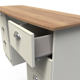 Crowndale Victoria 6 Drawer Cream Ash and Oak Kneehole Desk - Size: 41.5 x 127.5 x 79.5cm - Wilko - thumbnail 7
