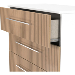 Crowndale Worcester 4 Drawer Slatt Effect and White Deep Chest of Drawers Ready Assembled - Slatt Effect & White - Wilko - thumbnail 6