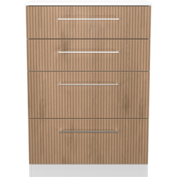 Crowndale Worcester 4 Drawer Slatt Effect and White Deep Chest of Drawers Ready Assembled - Slatt Effect & White - Wilko - thumbnail 3