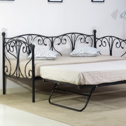 Brooklyn Single Sleeper Black Metal Crystal Finial Day Bed - Wood - Wilko - thumbnail 3