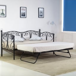 Brooklyn Single Sleeper Black Metal Crystal Finial Day Bed - Wood - Wilko - thumbnail 1