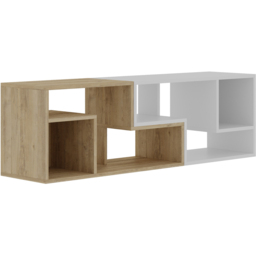 Decortie Glis 6 Shelf Oak and White Modern Adjustable Corner TV Unit - Size: 45 x 90 x 35cm - Multi - Wilko - thumbnail 3