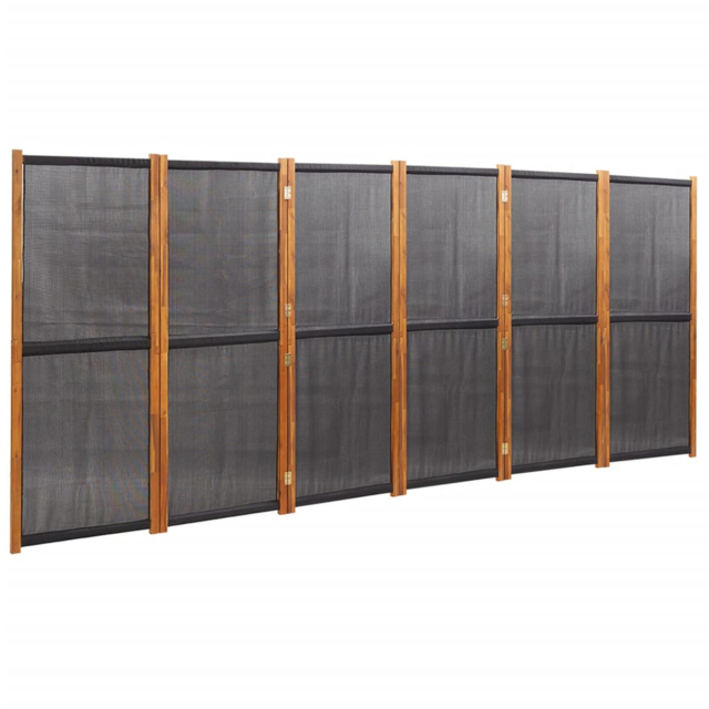 vidaXL Black Wooden 6 Panel Room Divider 420 x 180cm - Size: 6 Panels - Wilko - image 1