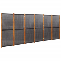 vidaXL Black Wooden 6 Panel Room Divider 420 x 180cm - Size: 6 Panels - Wilko