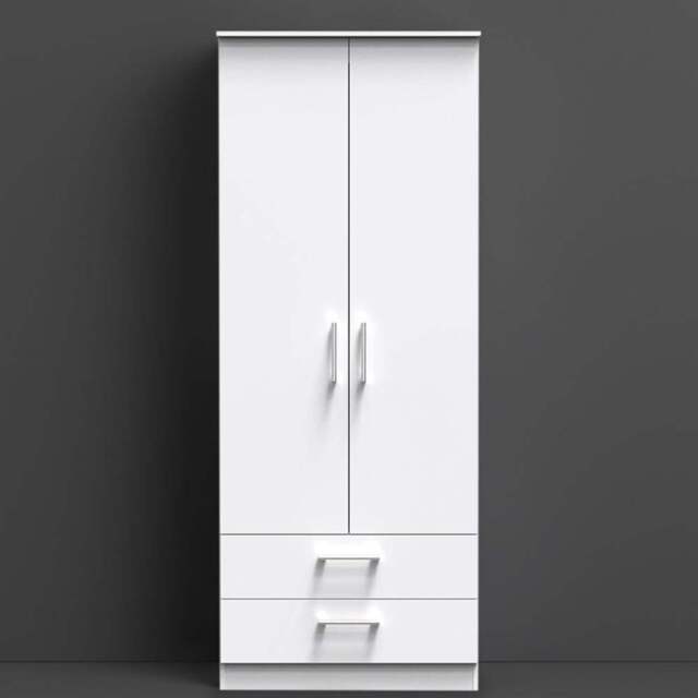Crowndale Devon Ready Assembled 2 Door 2 Drawer White Matt Wardrobe - Size: 2 Door, 2 Drawer - Wilko - image 1